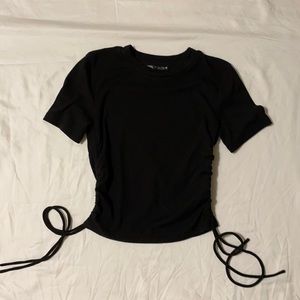 Zara black side cinched ribbed top